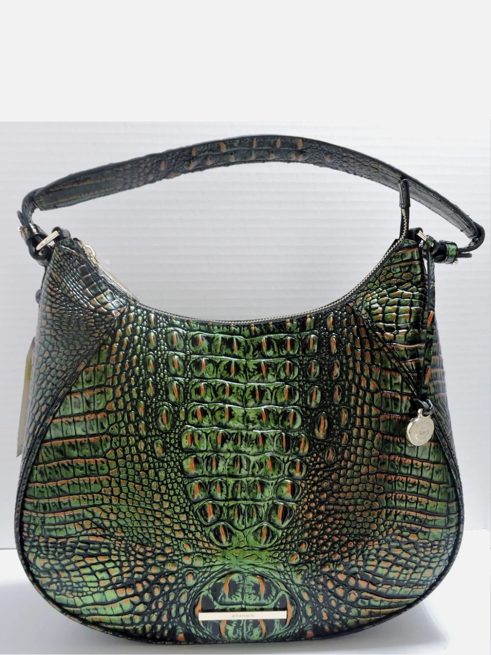 Brahmin Amira Original Samba Genuine leather Croc-Embossed Shoulder Bag